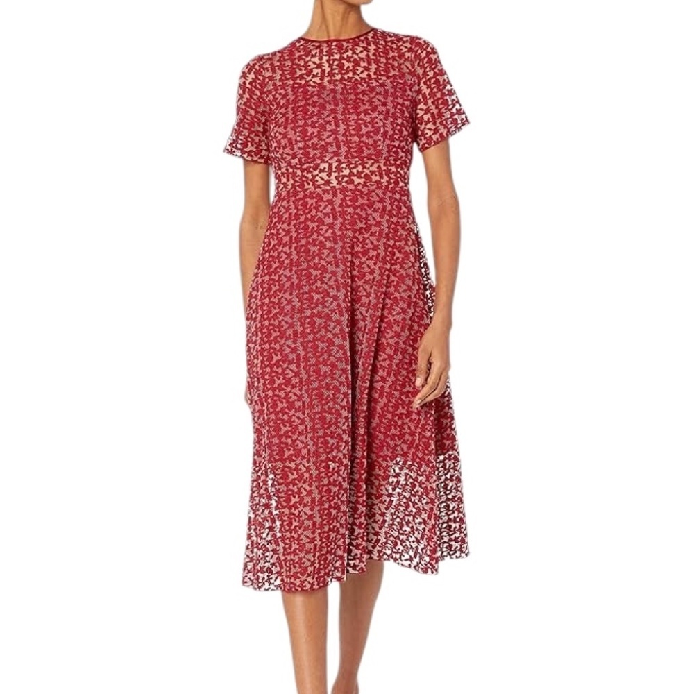 NWT Erin Erin Fetherston Women's Nora Short Sleeve Lace‎ Illusion Dress